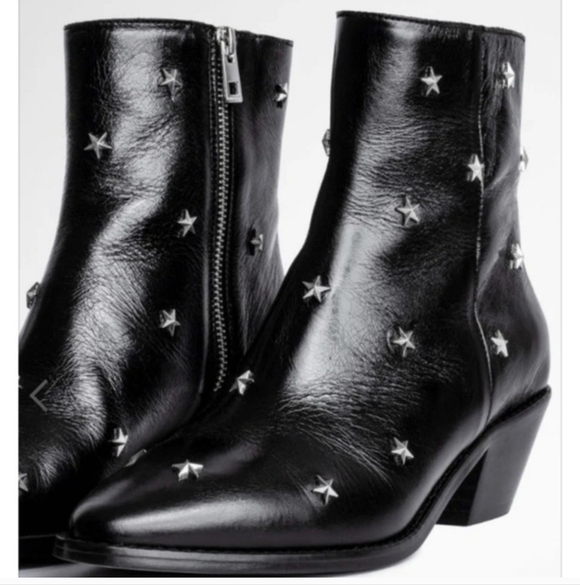 Zadig & Voltaire Black Ankle Boots with Silver Stars NWT - Picture 16 of 16